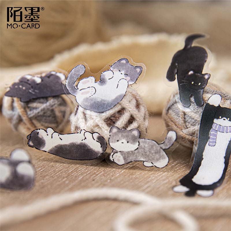 Stickers en Rollo Cat and Dog Business Cat Knitting