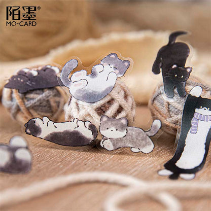 Stickers en Rollo Cat and Dog Business Cat Knitting