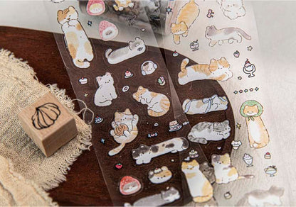 Stickers en Rollo Cat and Dog Business Cat Knitting