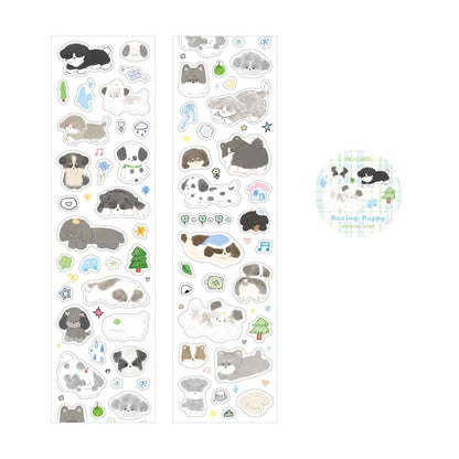 Stickers en Rollo Cat and Dog Business Racing Puppy