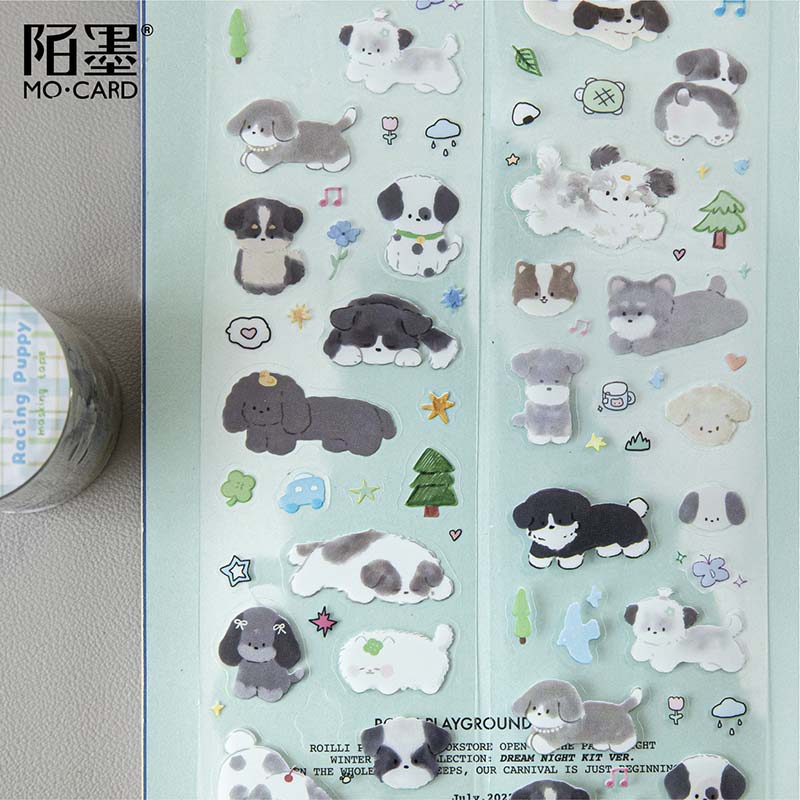 Stickers en Rollo Cat and Dog Business Racing Puppy