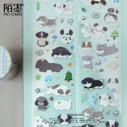Stickers en Rollo Cat and Dog Business Racing Puppy
