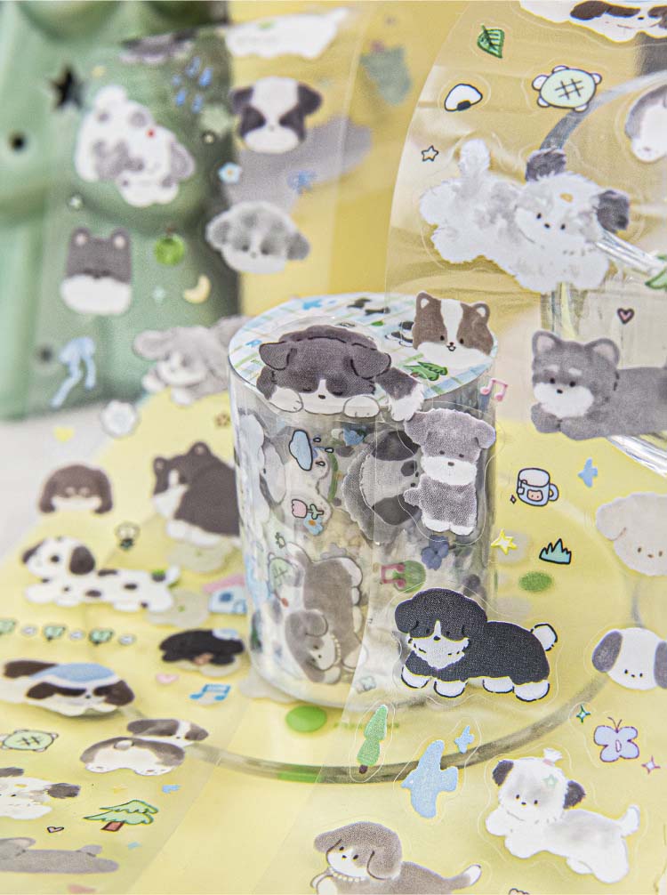 Stickers en Rollo Cat and Dog Business Racing Puppy