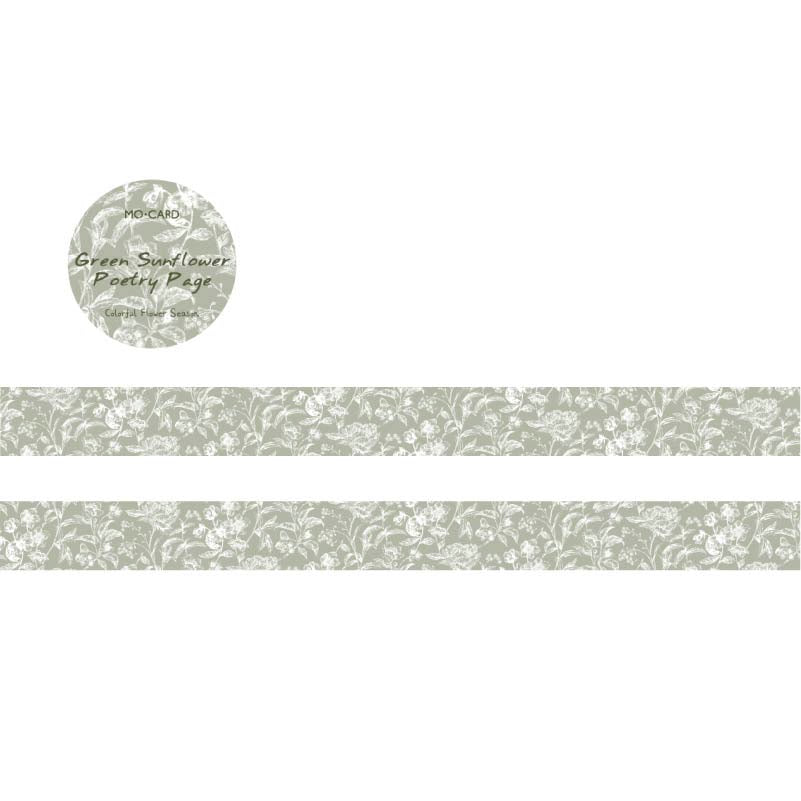 Washi Tape Colorful Flower Season Green Sunflower Poetry Page
