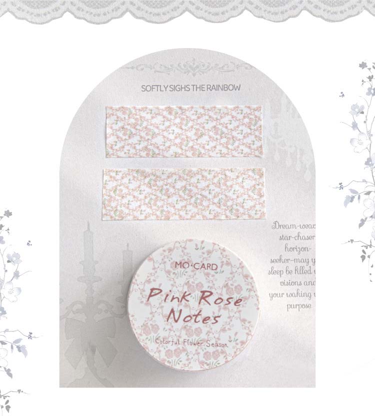 Washi Tape Colorful Flower Season Pink Rose Notes
