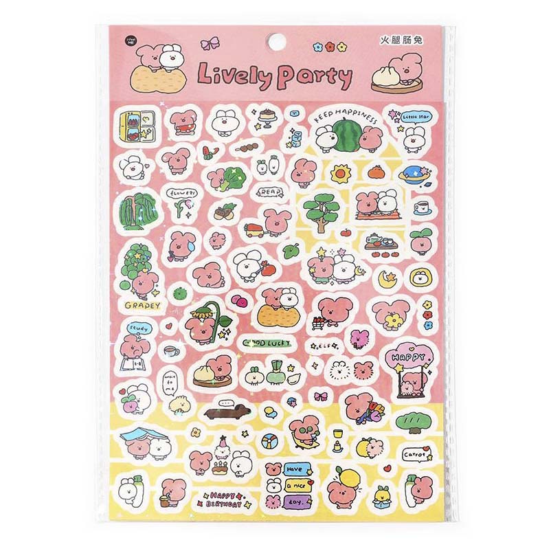 Stickers Lively Party Sausage Rabbit