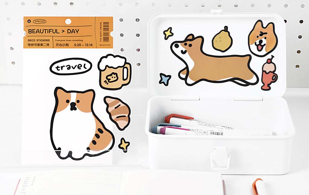 Stickers Cute With You Happy Corgi