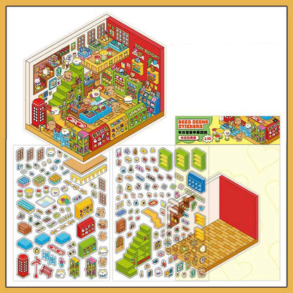 Stickers Escenario 3D Open Today V4 Antique Toys Room
