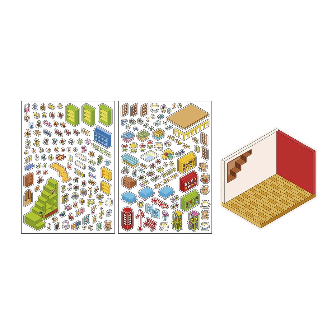 Stickers Escenario 3D Open Today V4 Antique Toys Room