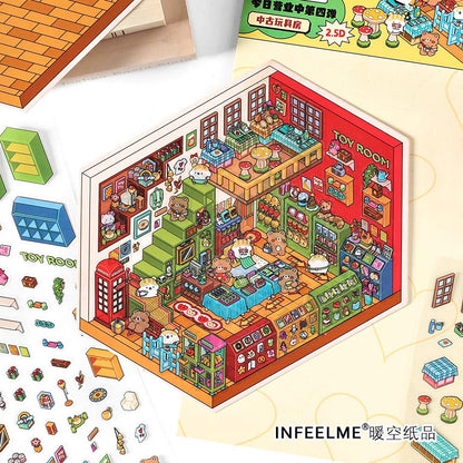 Stickers Escenario 3D Open Today V4 Antique Toys Room