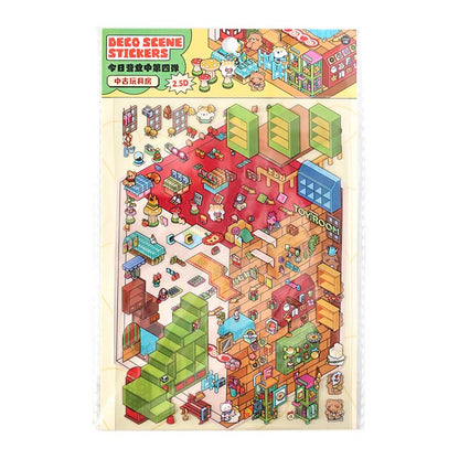 Stickers Escenario 3D Open Today V4 Antique Toys Room