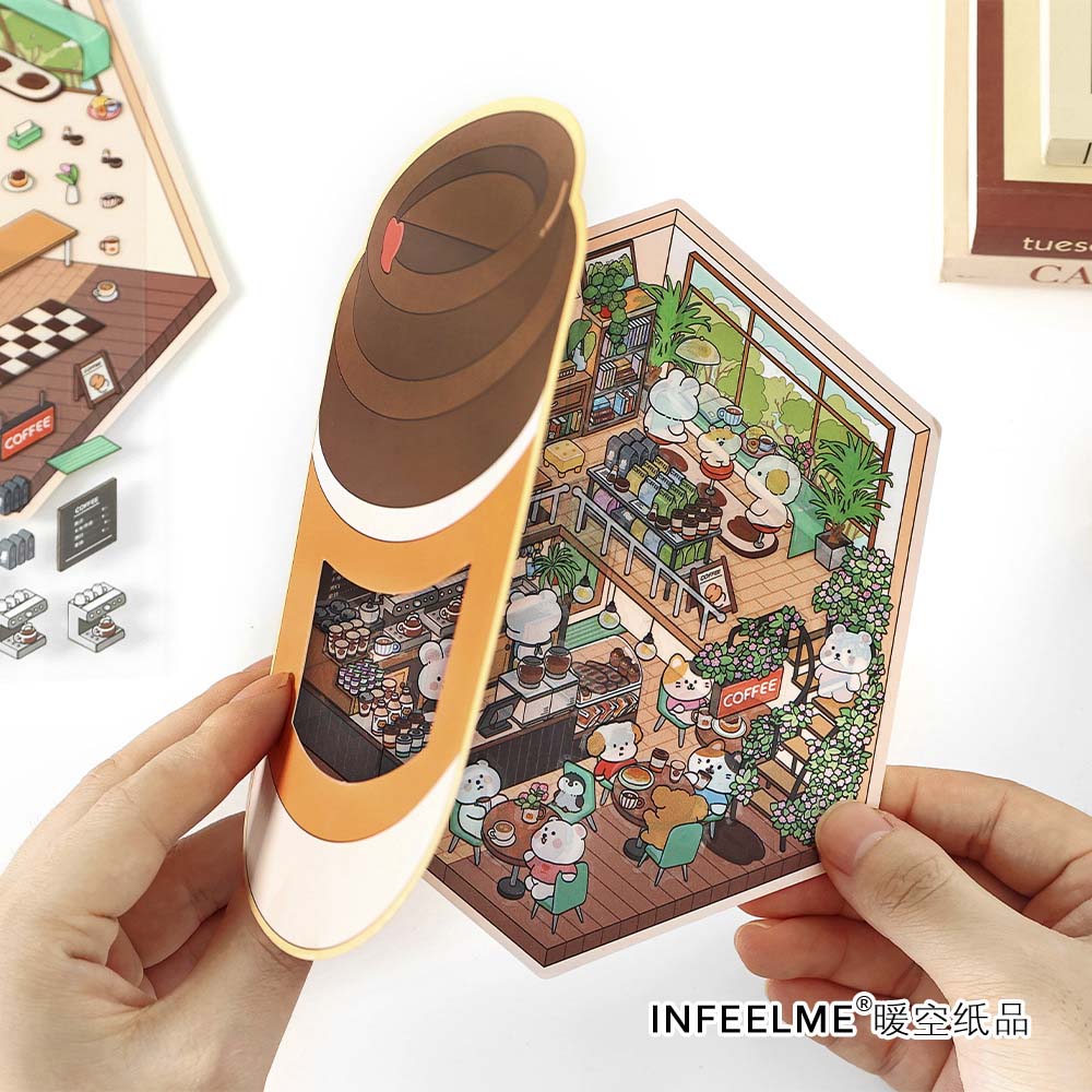 Stickers Escenario 3D Open Today V5 Morning Cafe