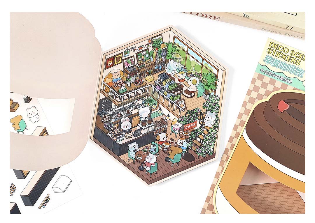 Stickers Escenario 3D Open Today V5 Morning Cafe