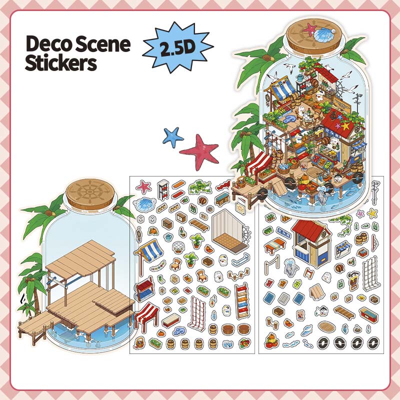 Stickers Escenario 3D Open Today V9 Beach Market