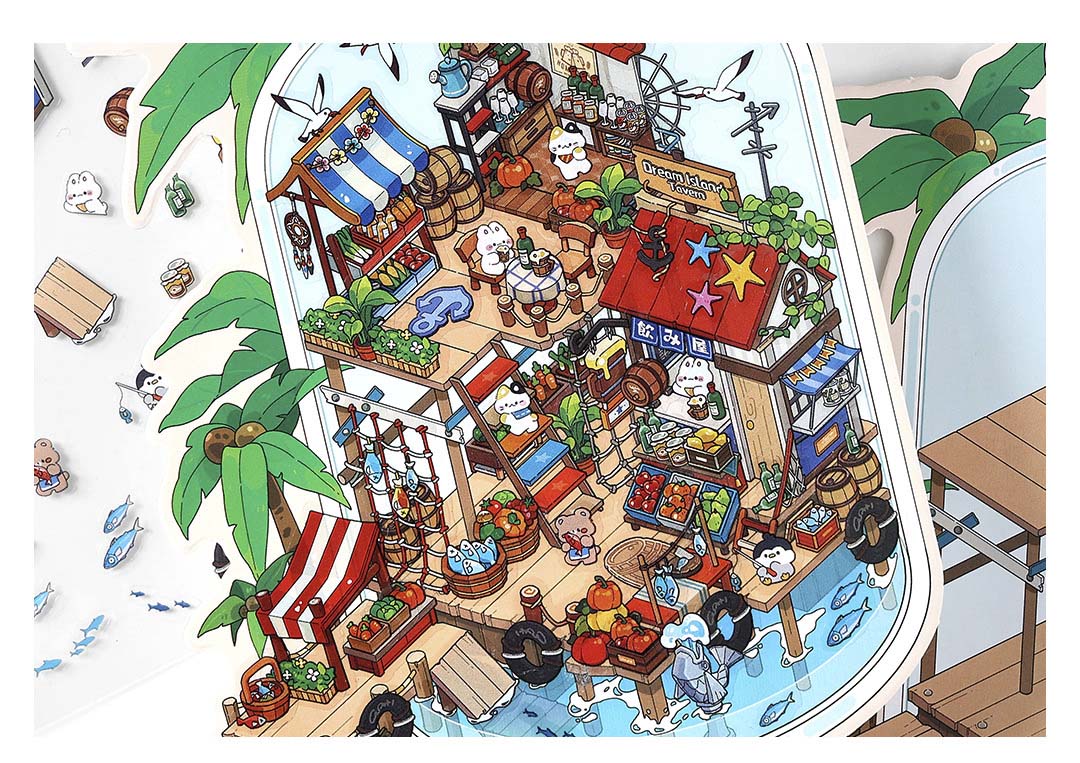 Stickers Escenario 3D Open Today V9 Beach Market