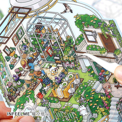 Stickers Escenario 3D Open Today V9 Garden Restaurante
