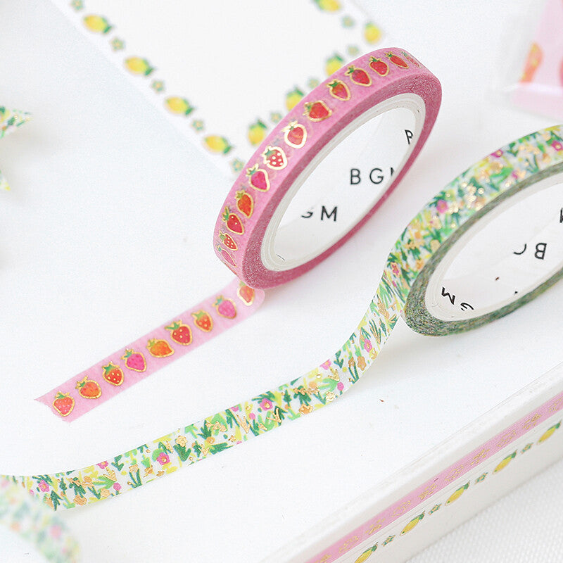 Washi Tape Slim Foil Flowers Bloom