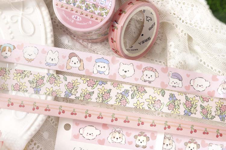 Set de Washi Tapes Flower Sweetheart Cute Puppy