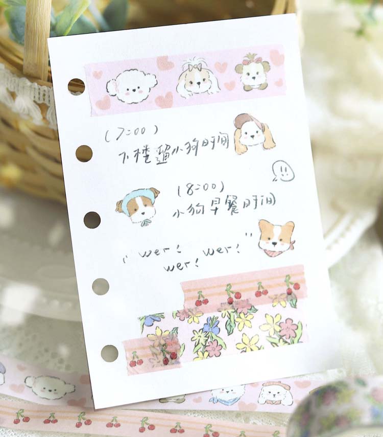 Set de Washi Tapes Flower Sweetheart Cute Puppy