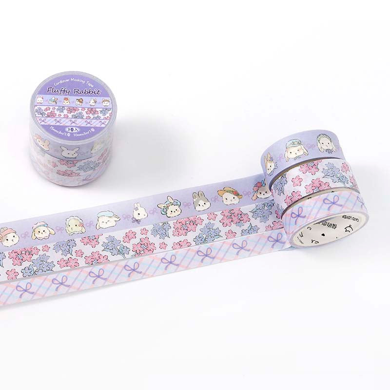 Set de Washi Tapes Flower Sweetheart Fluffy Rabbit