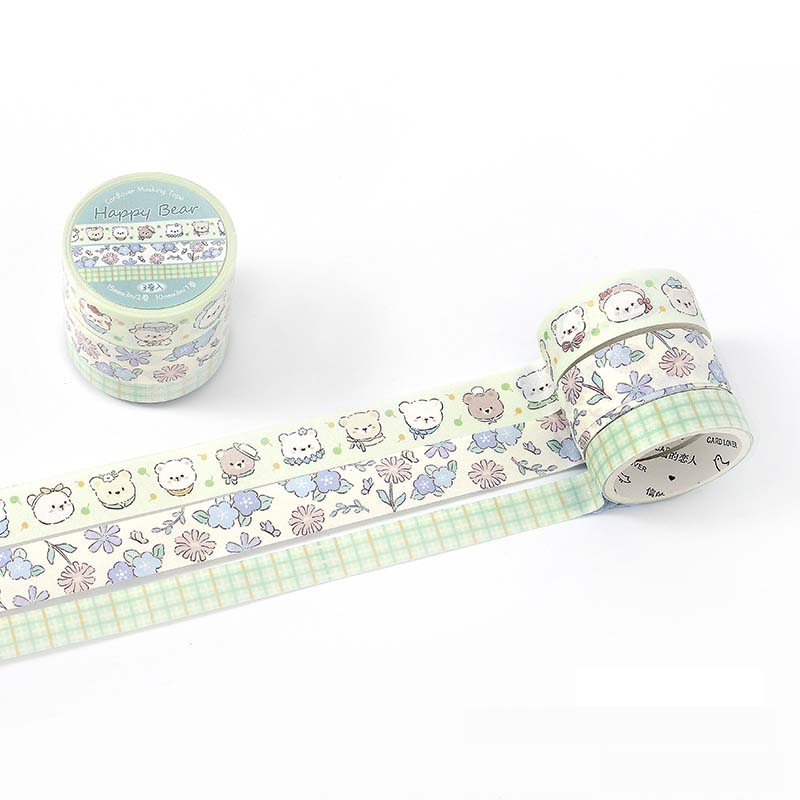 Set de Washi Tapes Flower Sweetheart Happy Bear
