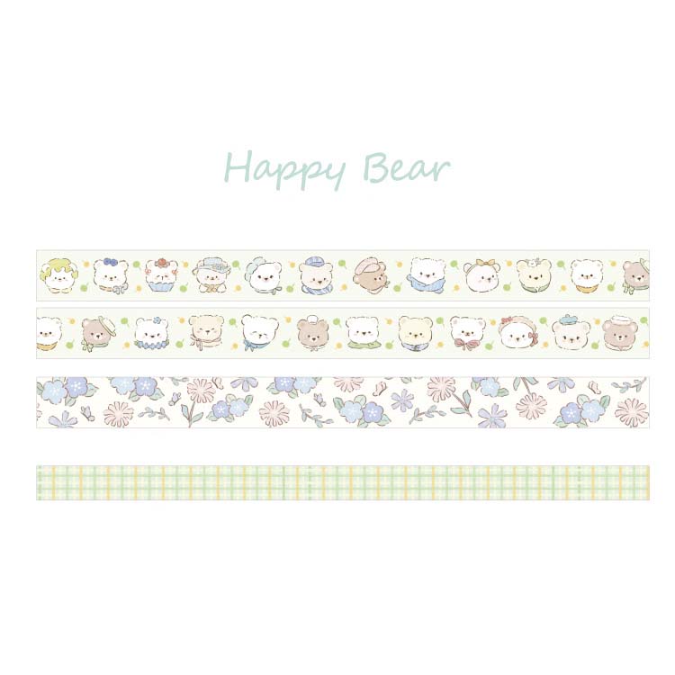 Set de Washi Tapes Flower Sweetheart Happy Bear