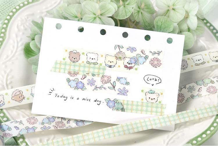 Set de Washi Tapes Flower Sweetheart Happy Bear