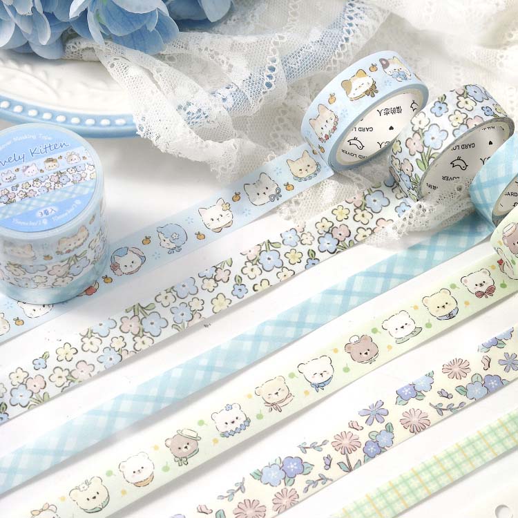 Set de Washi Tapes Flower Sweetheart Lovely Kitten