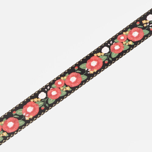 Washi Tape Foil Embroidered Ribbon Camellia