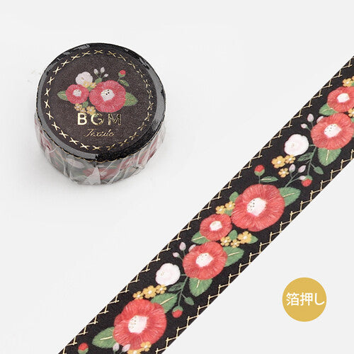 Washi Tape Foil Embroidered Ribbon Camellia