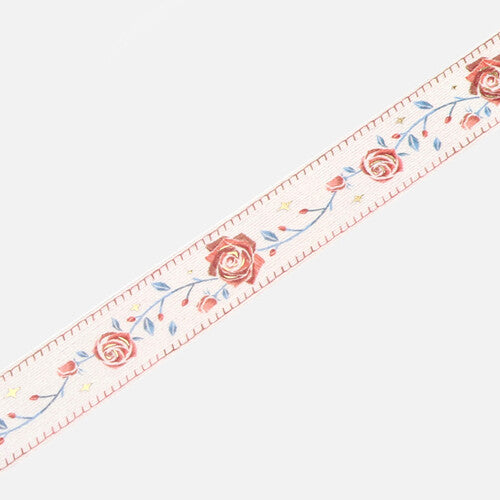 Washi Tape Foil Embroidered Ribbon Rose