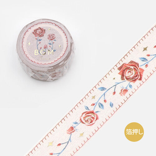 Washi Tape Foil Embroidered Ribbon Rose
