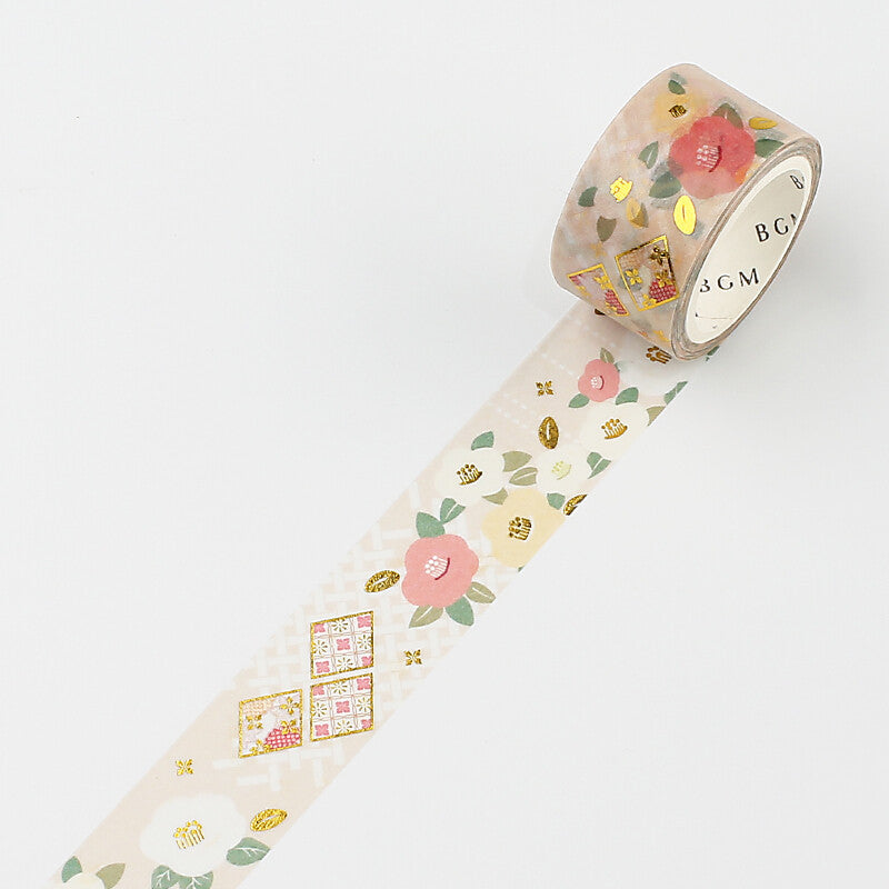 Washi Tape Foil Japanese Gold Camellia