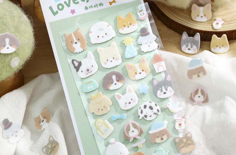 Stickers Fieltro Forest Cute Story Lovely Puppy