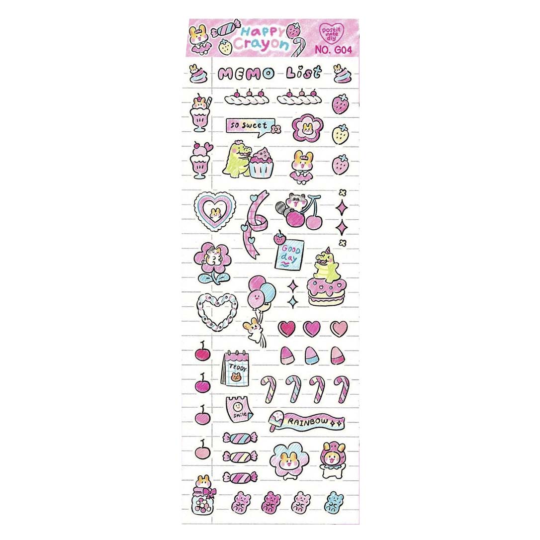 Stickers G4 Happy Crayon Memo List