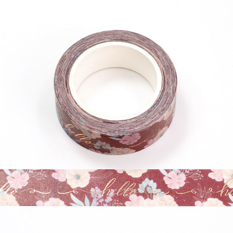 Washi Tape Gold Foil Flower And Hello