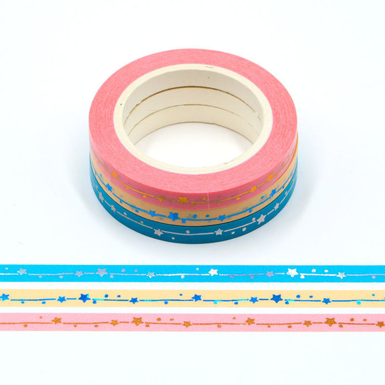 Set de Washi Tapes Gold Foil Star Pink Blue