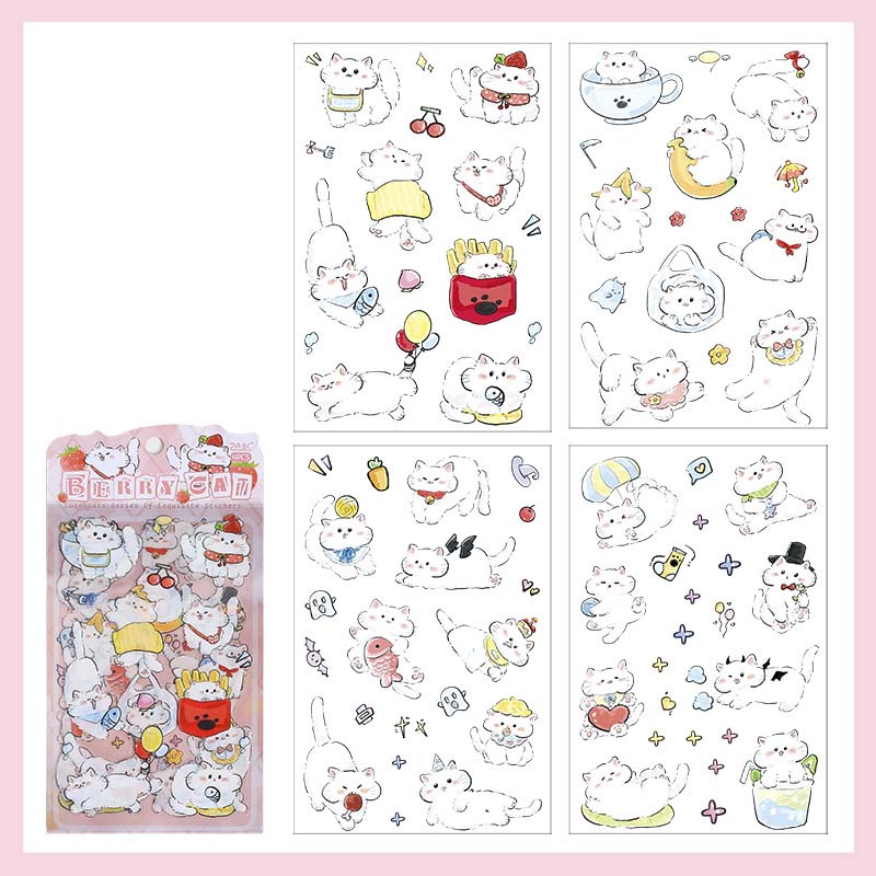 Set de Stickers Soft And Cute Cat Berry Kitten (4pc)