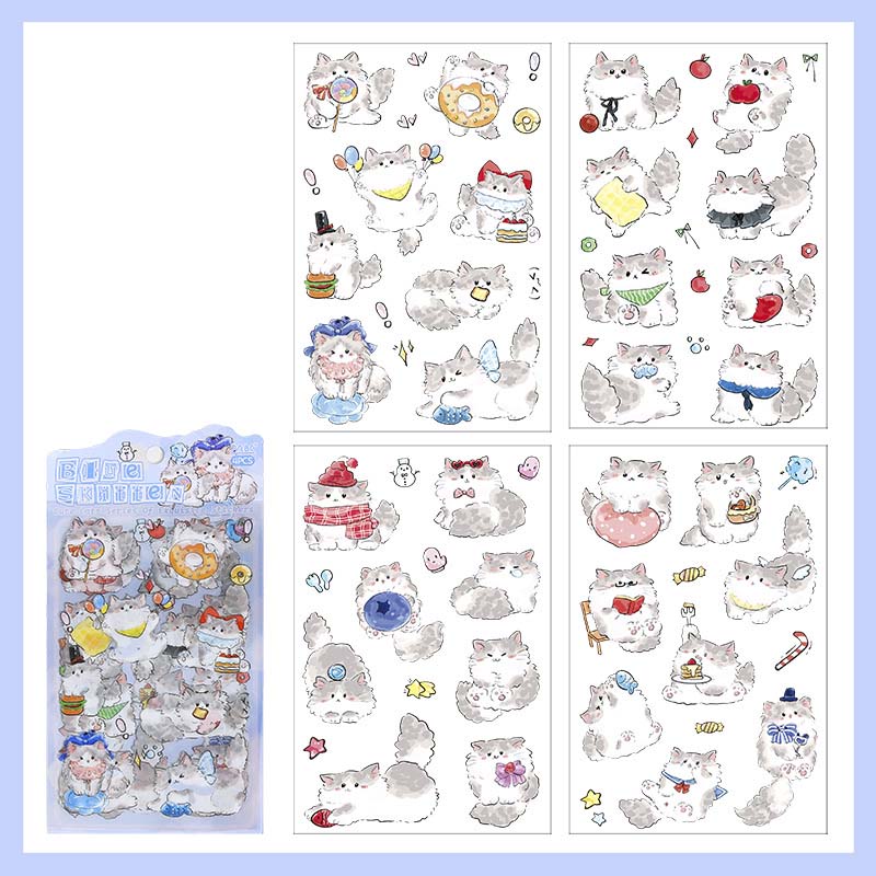 Set de Stickers Soft And Cute Cat Blue Kitten (4pc)