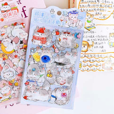 Set de Stickers Soft And Cute Cat Blue Kitten (4pc)