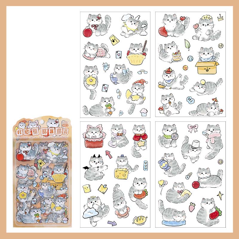 Set de Stickers Soft And Cute Cat Red Baby (4pc)