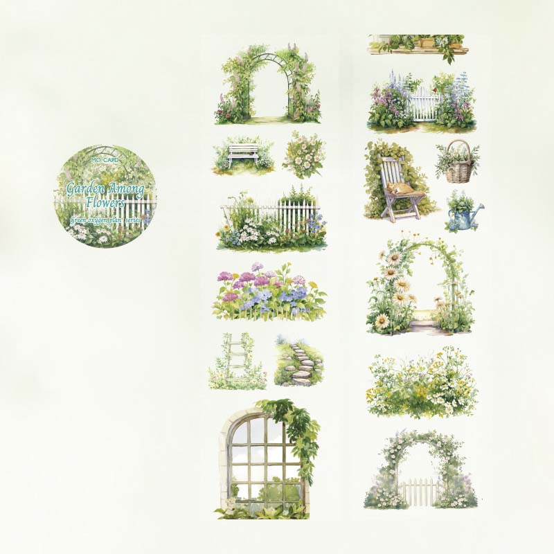 PET Tape Green Oxygen Plant Series Garden Among Flowers