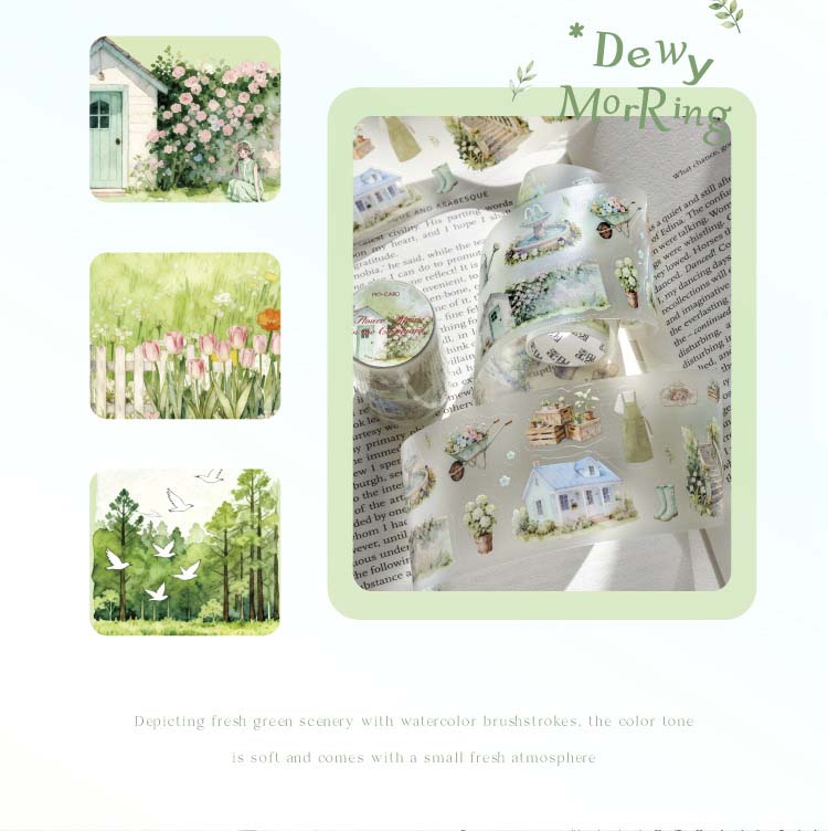 Stickers en Rollo Green Scenery Flowers In The Courtyard