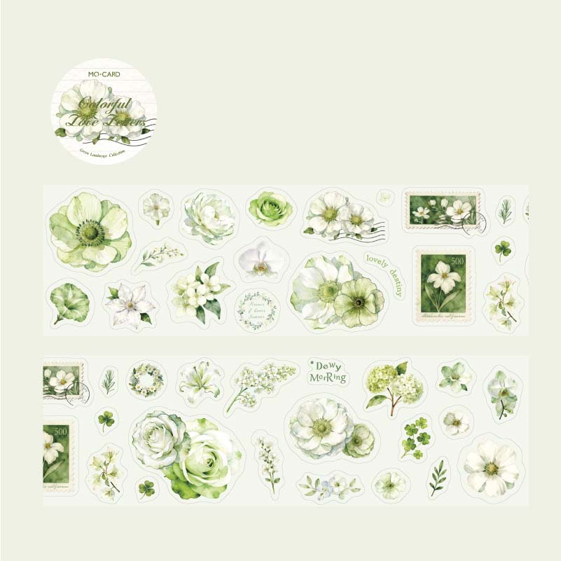 Stickers en Rollo Green Scenery Flowers Letterhead