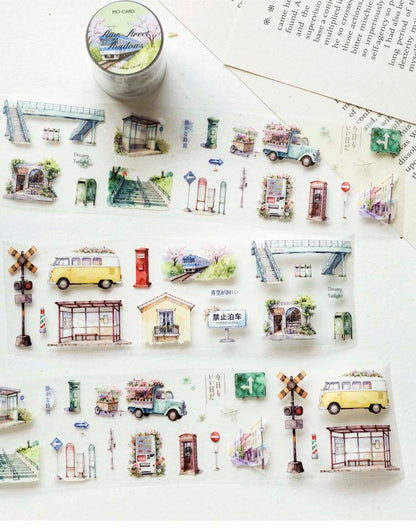 Stickers en Rollo Green Scenery Street Shadow Slowly