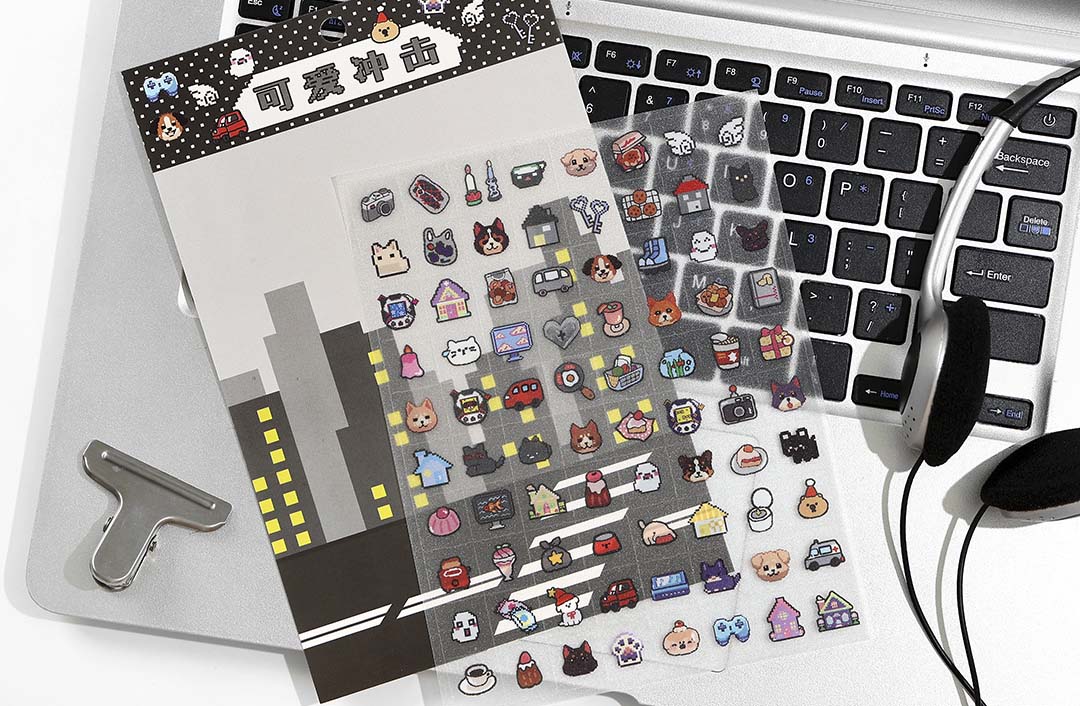 Stickers Grid Pixels Black