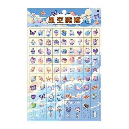 Stickers Grid Pixels Blue