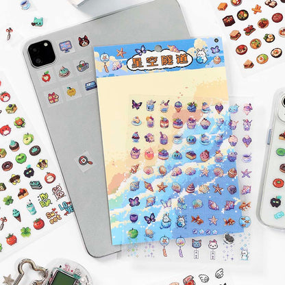 Stickers Grid Pixels Blue