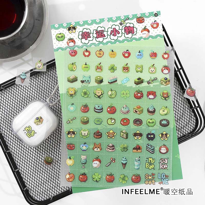 Stickers Grid Pixels Green