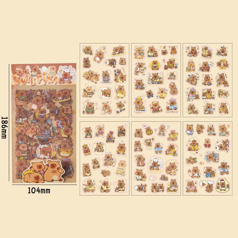 Set de Stickers Capybara Paradise Cute Pika (6pc)